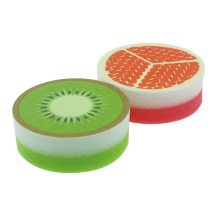 Printed round fruit shape kitchenware cleaning sponge scourer
